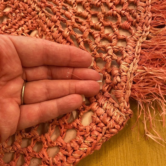 btb Womens Jayden Raffia Clutch Bag Straw Peach Salmon Color New without tag - Picture 8 of 14